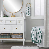 Holiday Trees 4pc Bath & Hand Towel Set, Green/White