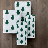 Holiday Trees 4pc Bath & Hand Towel Set, Green/White