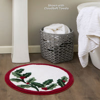 Holly Leaf Bath Rug, White
