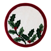 Holly Leaf Bath Rug, White