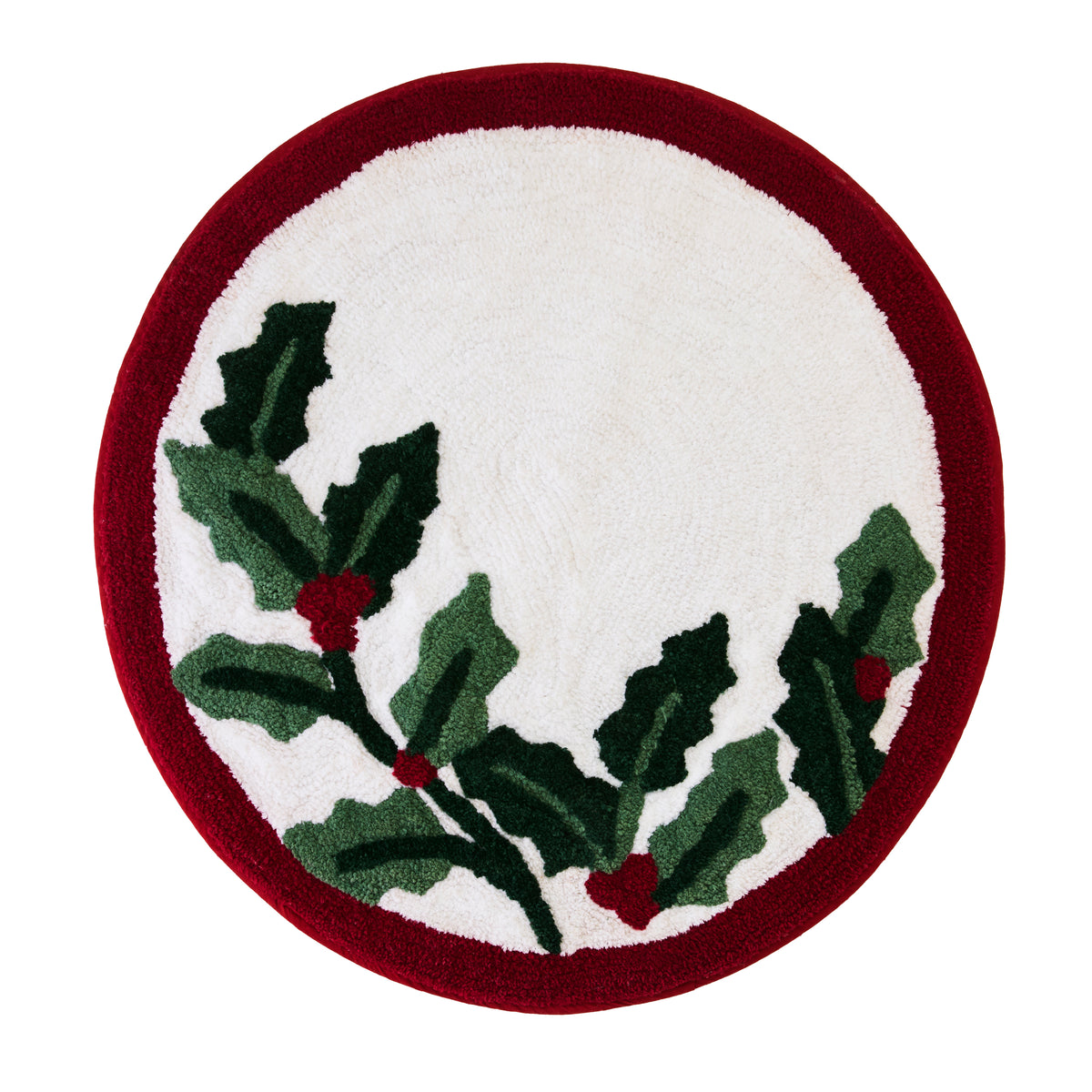 Holly Leaf Bath Rug, White