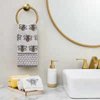 Honey Bee Jacquard 2-Piece Hand Towel Set, White