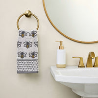 Honey Bee Jacquard 2-Piece Hand Towel Set, White