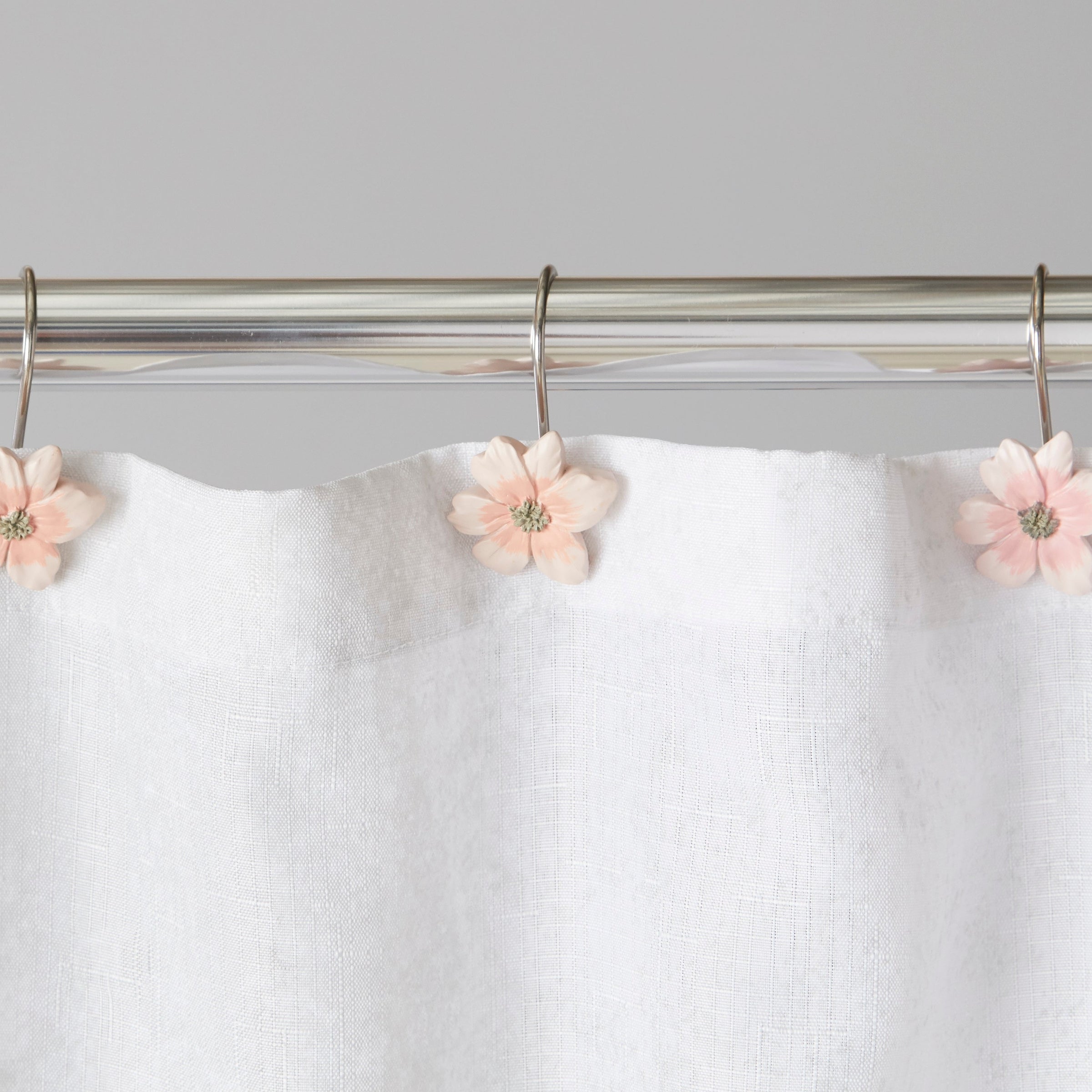 Misty Flower Shower Curtain Hooks, Pink/Multi
