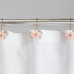 Misty Flower Shower Curtain Hooks, Pink/Multi