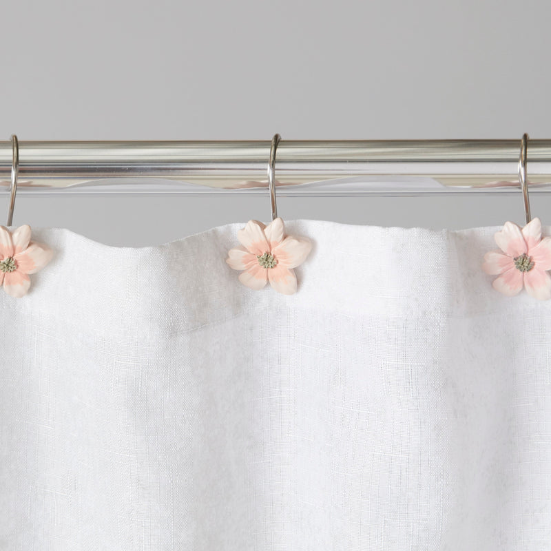 Misty Flower Shower Curtain Hooks, Pink/Multi