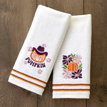 Pumpkin Floral 2-Piece Hand Towel Set, White