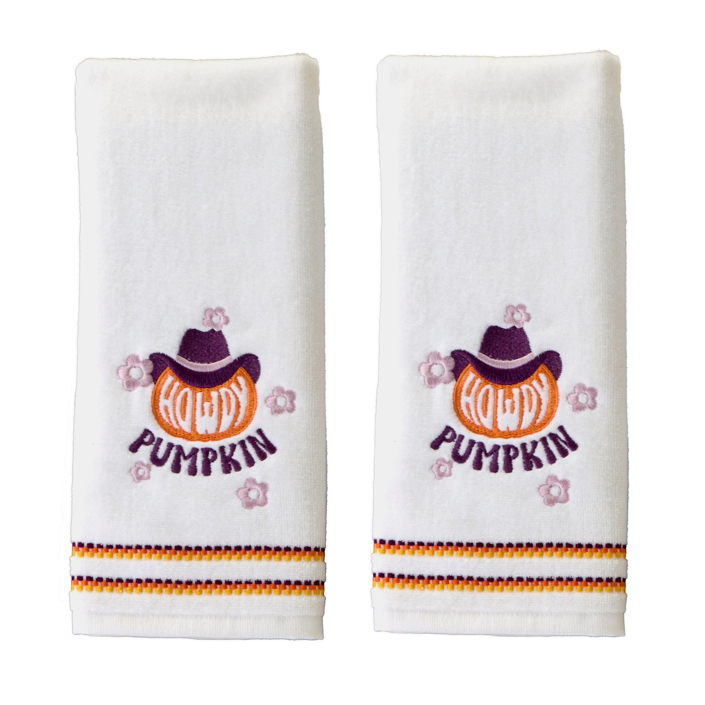 Howdy Pumpkin 2-Piece Hand Towel Set, White