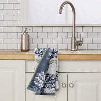 Hydrangea Jacquard 2-Piece Hand Towel Set, White/Blue