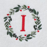 Wreath Monogram “I" 2-Piece Hand Towel Set, White