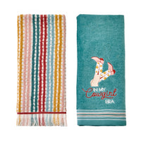 In My Cowgirl Era 2-Piece Hand Towel Set, Teal/Multi