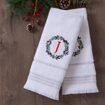 Wreath Monogram “J" 2-Piece Hand Towel Set, White