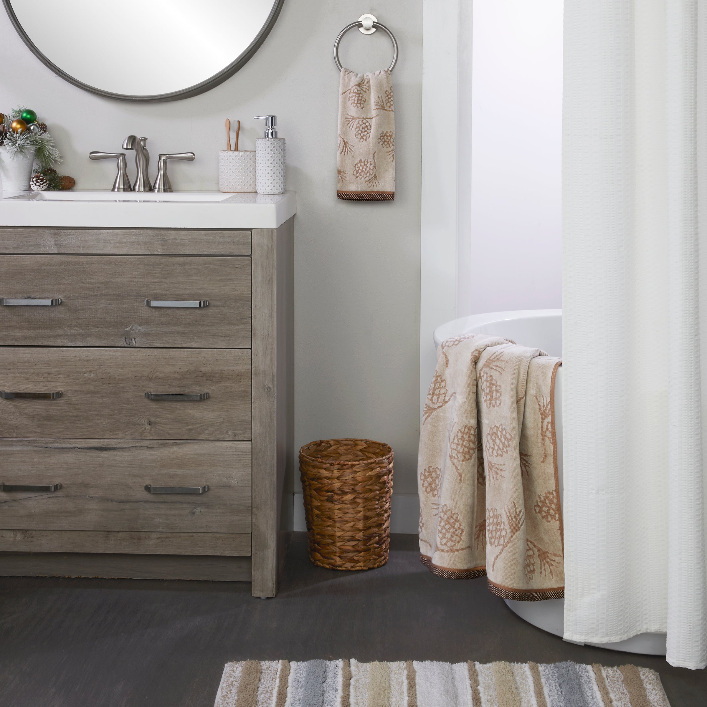 Pinecone Jacquard 4pc Bath & Hand Towel Set, Wheat