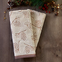 Pinecone Jacquard 2-Piece Hand Towel Set, Wheat