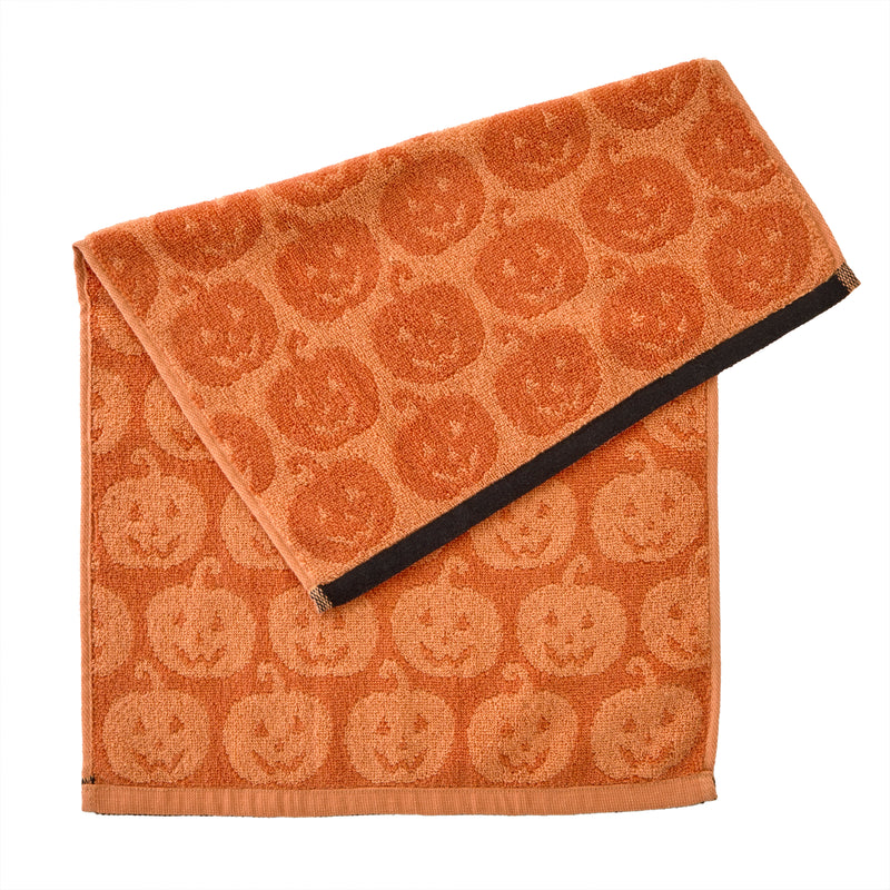 Jack-O-Lantern Jacquard 2-Piece Hand Towel Set, Orange
