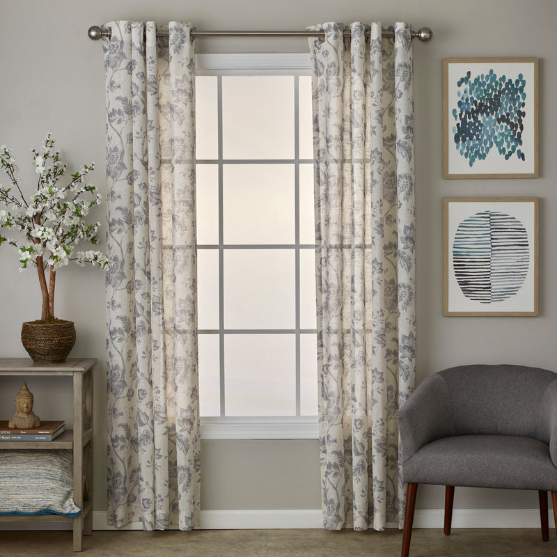 Jackie Window Panel Pair, Gray/Natural, 52" x 84"