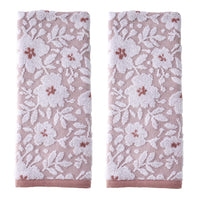 Floral Jacquard 2-Piece Hand Towel Set, Dusty Rose
