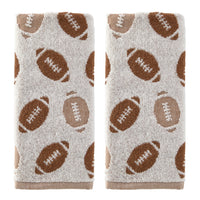 Football Jacquard 2-Piece Hand Towel Set, Brown
