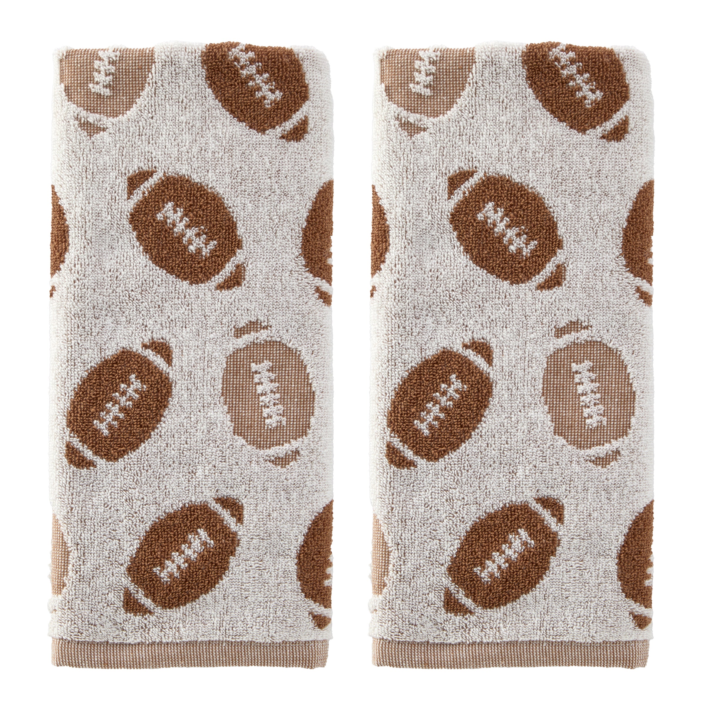 Football Jacquard 2-Piece Hand Towel Set, Brown