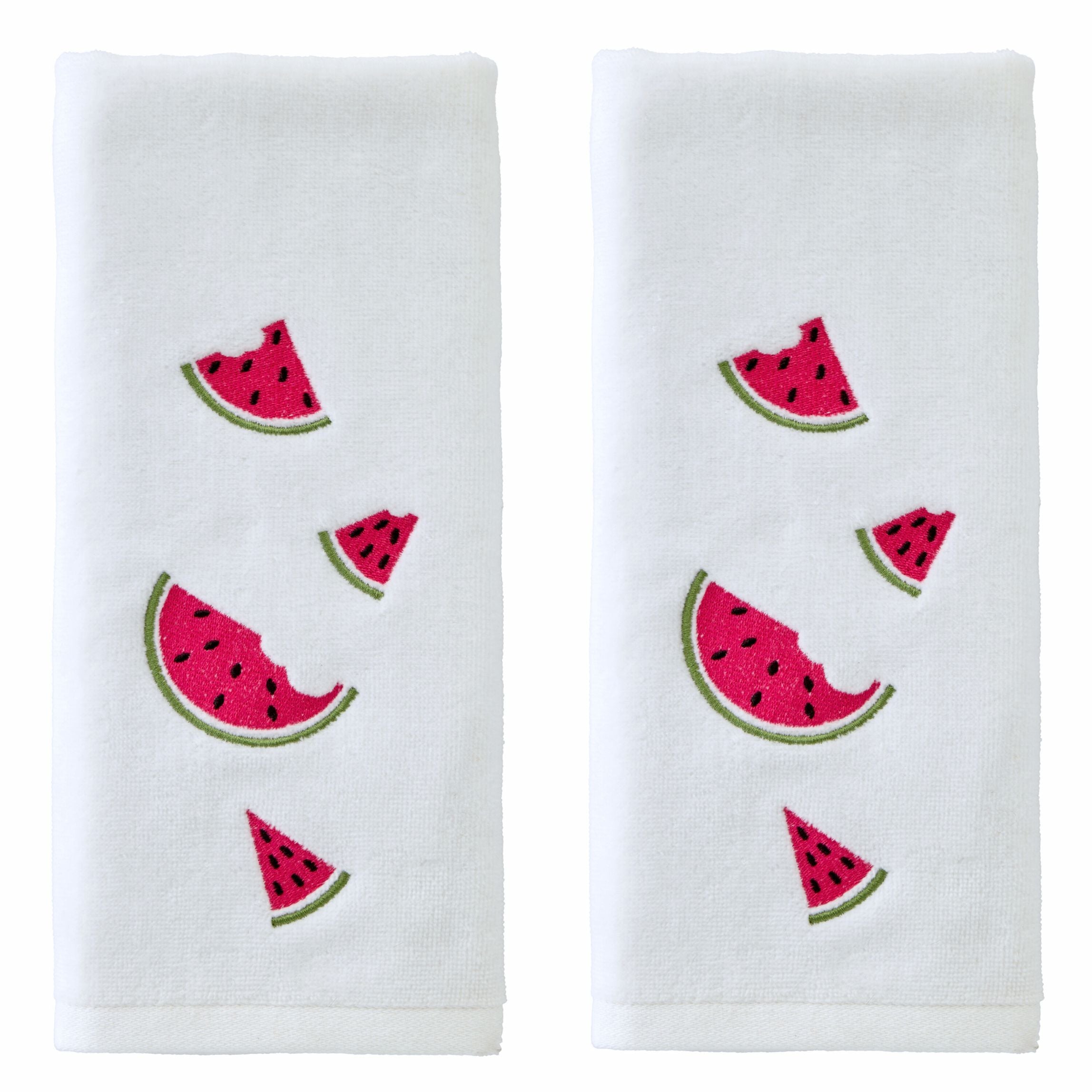 Tossed Watermelons 2-Piece Hand Towel Set, White