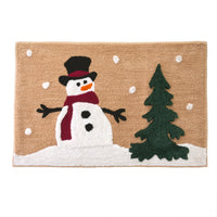 Joyful Snowman Bath Rug, Wheat