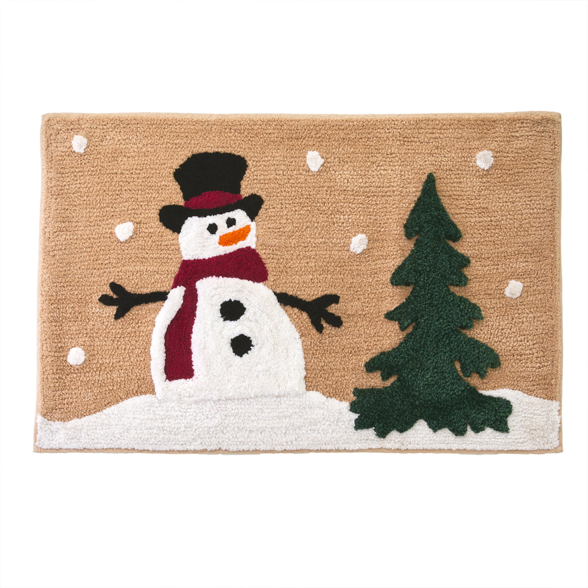 Joyful Snowman Bath Rug, Wheat