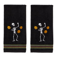 Juggling Skeleton 2-Piece Hand Towel Set, Black
