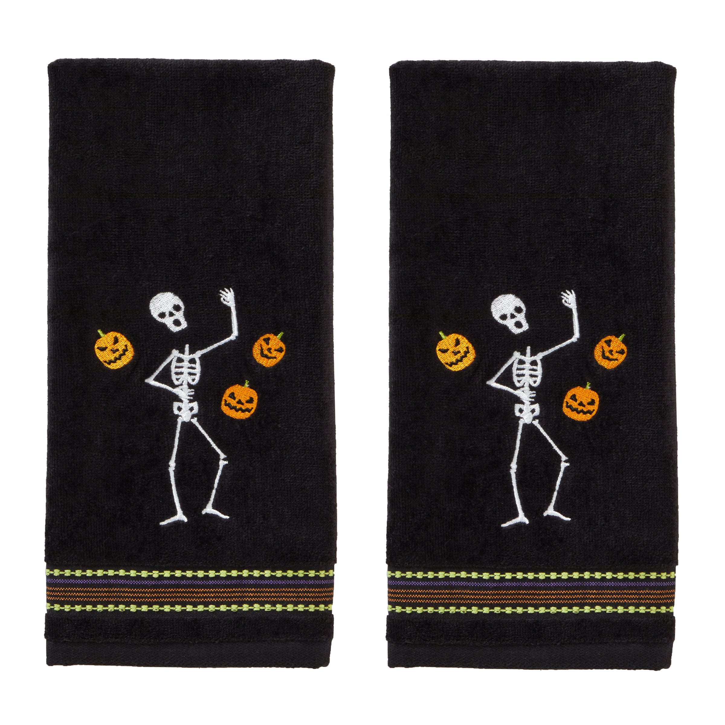 Juggling Skeleton 2-Piece Hand Towel Set, Black