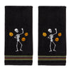 Juggling Skeleton 2-Piece Hand Towel Set, Black
