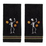 Juggling Skeleton 2-Piece Hand Towel Set, Black