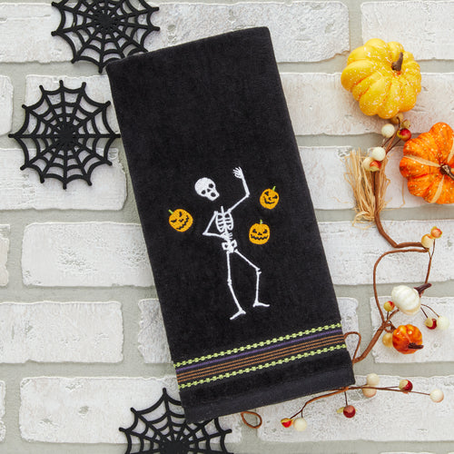 Juggling Skeleton 2-Piece Hand Towel Set, Black