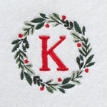 Wreath Monogram “K" 2-Piece Hand Towel Set, White