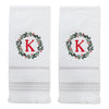 Wreath Monogram “K" 2-Piece Hand Towel Set, White