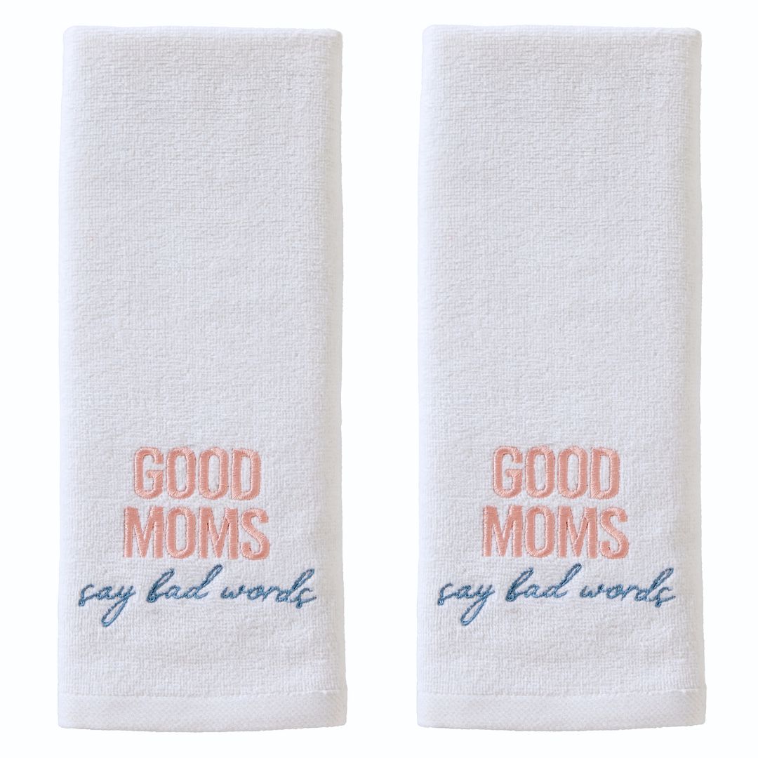Good Moms 2-Piece Hand Towel Set, White