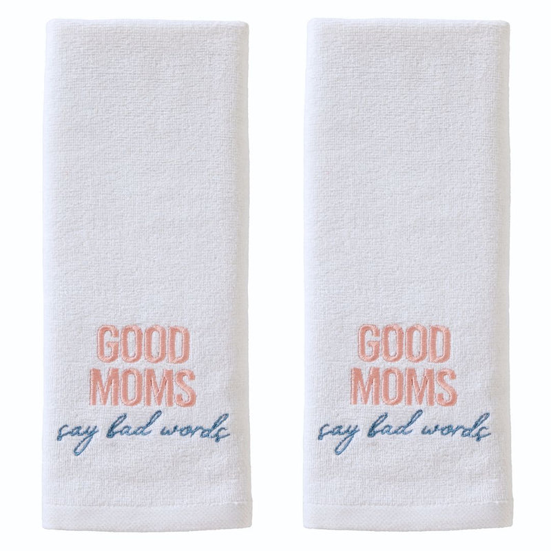 Good Moms 2-Piece Hand Towel Set, White