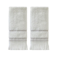 Casual Fringe 2-Piece Cotton Tip Towel Set, White
