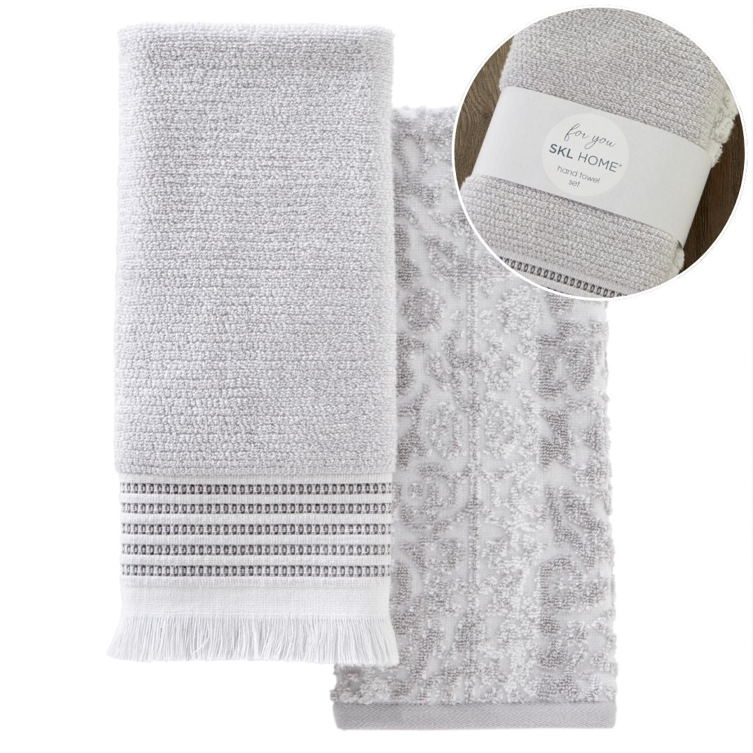 Lincoln Park 2-Piece Turkish Cotton Hand Towel Gift Set, Gray