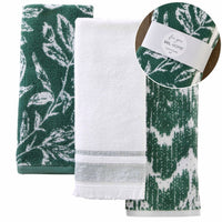 Asheville 3-Piece Turkish Cotton Hand Towel Gift Set, Evergreen/White