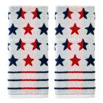 Red White & Stars Jacquard 2-Piece Hand Towel Set, Multi