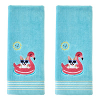 Floating Corgi 2-Piece Hand Towel Set, Aqua