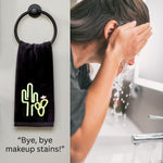 Neon Cactus 2-Piece Hand Towel Set, Black