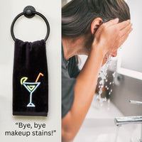 Neon Cocktail 2-Piece Hand Towel Set, Black