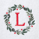 Wreath Monogram “L" 2-Piece Hand Towel Set, White