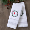 Wreath Monogram “L" 2-Piece Hand Towel Set, White