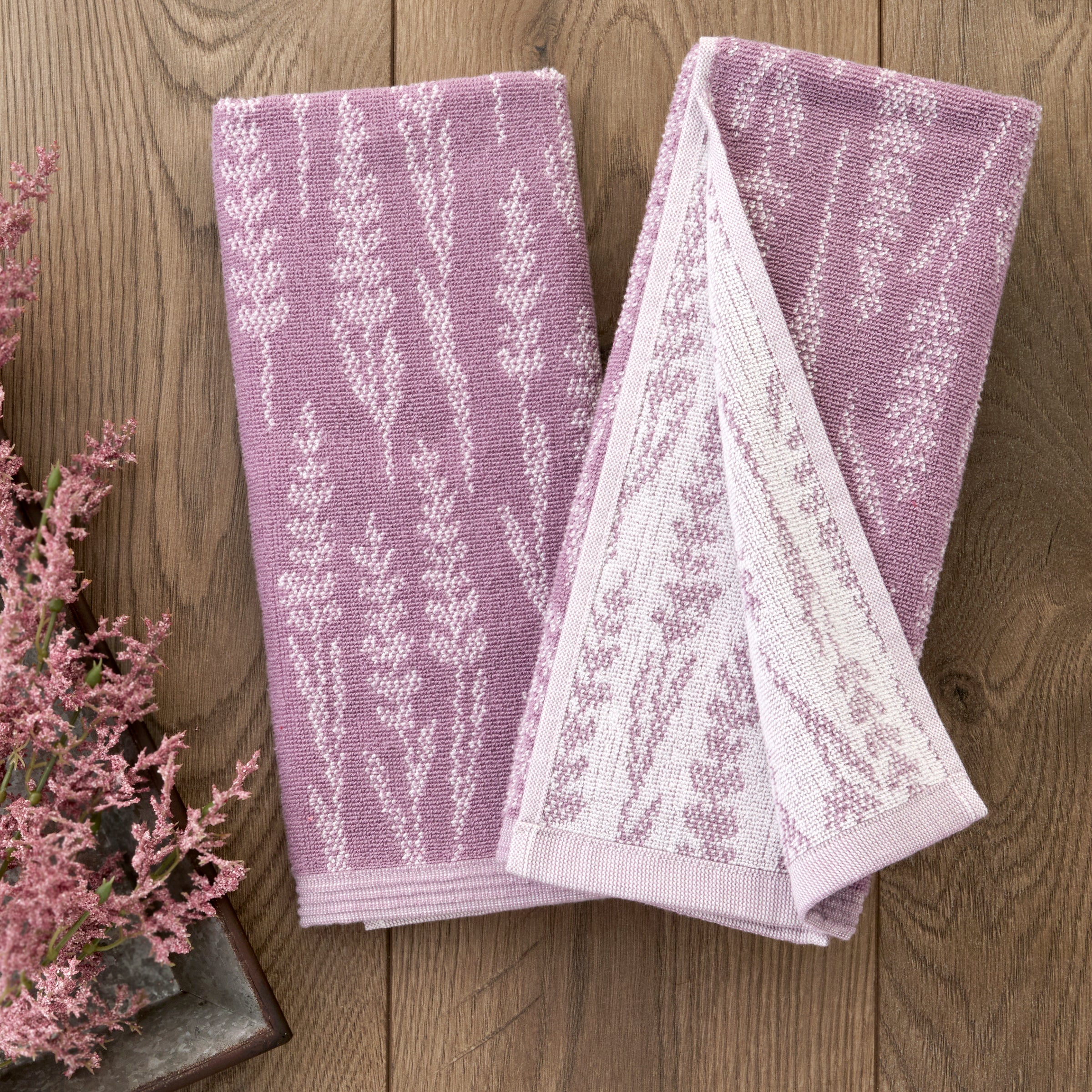 Lavender Silhouette 2-Piece Hand Towel Set, Purple