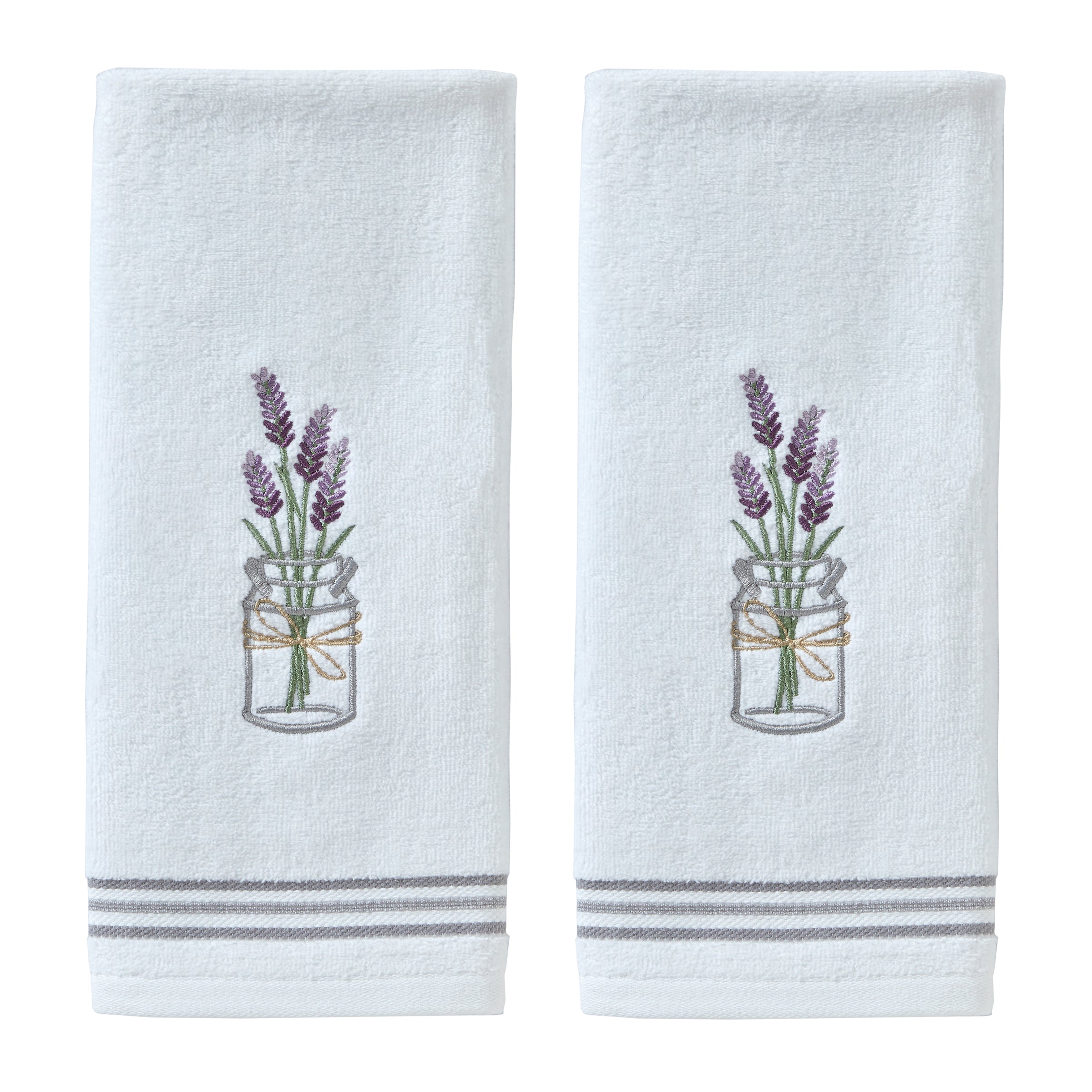 Lavender 2-Piece Hand Towel Set, White
