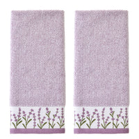 Lavender Border 2-Piece Hand Towel Set, Purple