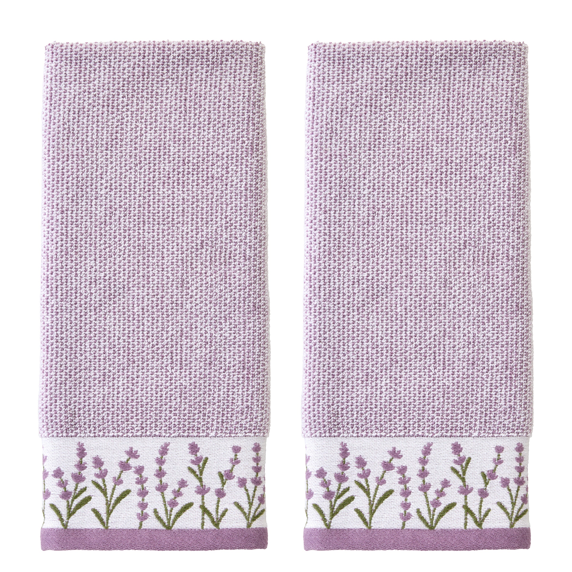 Lavender Border 2-Piece Hand Towel Set, Purple