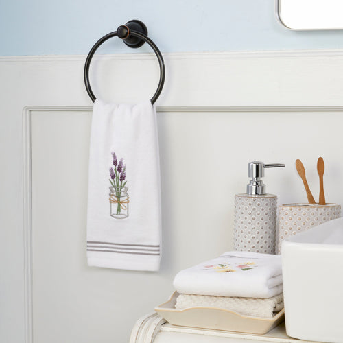 Lavender 2-Piece Hand Towel Set, White