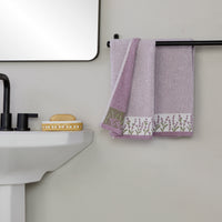 Lavender Border 2-Piece Hand Towel Set, Purple